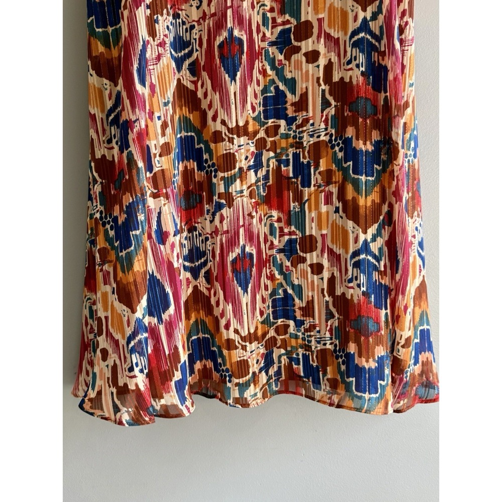 MSK Maxi Dress Boho Colorful Beach Earth Tone Metallic Flowy V Neck Straps Large - Picture 3 of 16